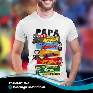 Superheroes Cartoon Character Fathers Day Shirt Designs Spanish Mejor Papa del Mundo Super Papa Español Dia Del Padre Spanish Popular Png