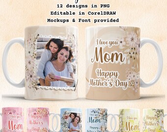 Picture Mug Template Mothers Day Mug Wrap 12 Oz Mother Day Sublimation Designs Envoltura Para Taza Png Best Selling Moederdag Mok Sublimatie