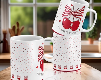 Cherry Mug Design My Sweet Cherry Mug Wrap Valentines Day Png Cherry Mug Ceramic Cherries Mug Wrap Template Love You Cherry Much Sublimation