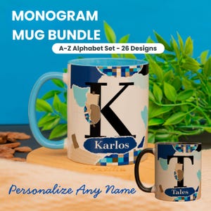 Male Monogram Initials Alphabet Mug Wrap Png Sublimation Mug Designs Initials Named Mug Templates Alphabet Designs Mugs Abecedario Alfabeto