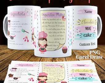 Mug Cake Recipe Mug Wrap PNG  Personalized Recipe Keepsake Mug Template Sublimation Designs For Mugs Cake Mug Recipes On A Mug Wrap Brownies