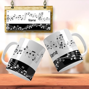 Music Note Mug Wrap Music Notes Sheet Sublimation Design Music Sublimation For Mug Png Music Png Music Notes Mug Template Music Teacher Wrap