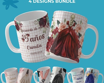 Quiceanera Mug Template Printable Quinceanera Mug Wrap PNG Misquince Recuerdos Quinceanera Gift Birthday Mug Template 15 años Mug Design Png