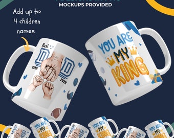 Personalized Best Dad Ever Png Mug Wrap Fathers Day Fist Bump Dad Mug Png Dad Hand and Kids Mug Wrap Designs You Are My King Png Fathers Day