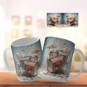Drum Mug Wrap Drummer Gifts For Drummer Music Sublimation Design Png Digital Mug Wrap Template Wrap Around Mug Designs Instant Download 11
