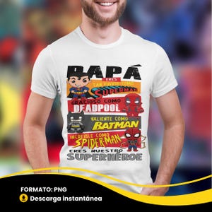 Dessins de chemise pour la fête des pères de personnage de dessin animé de super-héros, espagnol Mejor Papa del Mundo Super Papa Png Español Dia Del Padre Arte Playera Papa