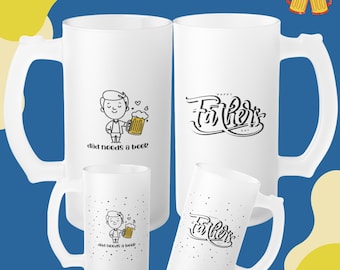 Happy Fathers Day Beer Mug Png Dad Needs A Beer Mug Sublimation Wrap Fathers Day Frosted Beer Glass Mug Png 16 Oz Beer Mug Template For Dad