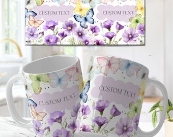 Mug Wrap Floral Template Sublimation Designs Floral 11 oz Designs Butterfly Full Mug Wrap Wildflowers Mug Png 15 oz Template Custom Designs