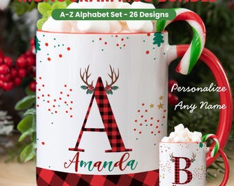 Christmas Mug Wrap For Sulimation Christmas Mug Template  Christmas Alphabet Mug Designs Holiday Monogram Png Christmas Sublimation Designs