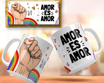 Amor Es Amor LGBT Mug Design Spanish Mug Wrap Pride Sublimation Wraps Lesbian Pride Mug Png Gay Pride Mug Wrap Español Gay Sublimation Wraps