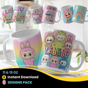 Labubu Png Bundle La Bubu Mug Wrap LaBubu Mug Template Labubu SVG Custom Labubu Mug Png Pantillas De Tazas 11oz & 15 oz  Labubu Descarga
