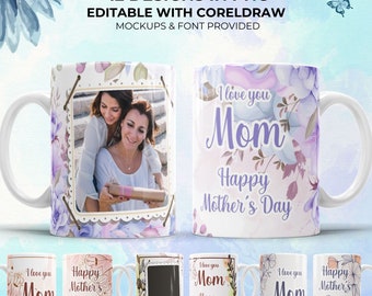 Happy Mothers Day Mug Template With Picture Mug Wrap Design Dia De Madres12 Oz Mothers Day Sublimation Designs Png Mothers Day Photo Mug Mom