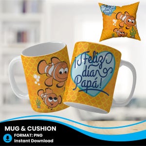Feliz Dia Papa Feliz  Dia Del Padre Cartoon Character Mug Wrap Png Fathers Day Mug Wrap In Spanish Mejor Papa Del Mundo Spanish Fathers Day