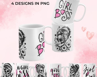 Girl Boss Mug Wrap Boss Lady Gifts For Women Skull Mug Wrap Boss Lady Mug Template Girl Boss Sublimation Coffee Cup Template For Girl Boss