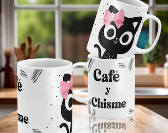 Cafecito Y Chisme Coffee Mugs Png Cafe Y Chisme Mug Wrap Pantilla Para Taza Png Spanish Mug Wrap Funny Latina Mug Design Concha and Cafecito