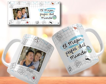 Dia del Padre PNG Fathers Day Mug Wraps Spanish With Photo Taza Con Frases En Español Para Papá Taza PNG Para el Día del Padre Sublimation
