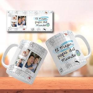 Fathers Day Mug Wraps Spanish With Photo Taza Con Frases En Español Para Papá Taza PNG Para el Día del Padre Sublimation Dia del Padre PNG