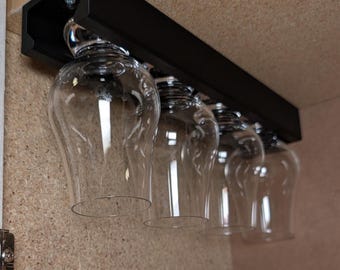 Whiskey Glass Rack for Glencairn and Kenzie Glasses | Under-Cabinet Display and Storage Organizer
