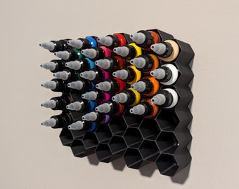 Tattoo Ink Bottle Organizer Rack – Fits 1 oz & 0.5 oz Bottles | Stackable Wall or Table Holder | Durable, Space-Saving Tattoo Studio Storage