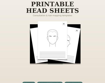 Printable Head Sheets for Hairstylists | Hair Consultation & Mapping Templates | Barber Practice Sheets | 8 Layouts | Instant Download PDF
