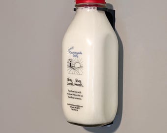 Wall Mount Organizer for 32 & 64 Oz Glass Milk Bottles | Bottle Holder for Family Farm Returnable Bottle | Raw Milk | Kitchen Pantry Storage