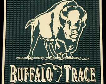 Buffalo Trace Service Bar Mat | Bourbon Lover’s Service Bar Mat | 12x12 Home Bar Decor & Whiskey Gift