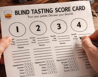 Blind Bourbon Tasting Score Card Printable 8.5x11" | Spin & Sip Spiel Blatt | Whisky Tasting Party | Bourbon Flight Kit | Digitaler Download