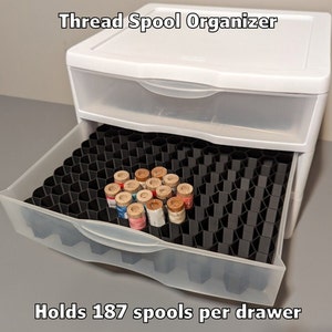 Thread and Embroidery Floss Organizer | Drawer Insert | Holds 187 Spools | 3/4&quot; Spool Organizer