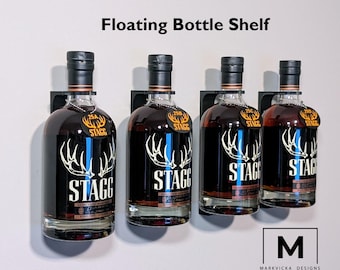 Stagg Jr Wall Mount Display | Floating 750ml Bourbon Bottle Shelf | Premium Home Bar Decor | Whiskey Lover Gift