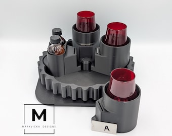 Rotating Blind Bourbon Tasting Board | Lazy Susan Whiskey Flight Spinner | Glencairn Glass Holder | Barware Organizer