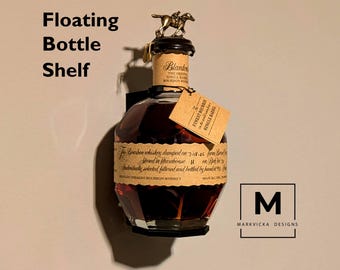 Blanton's 750 ml Bourbon Wall Mount Display | Floating Whiskey Bottle Shelf | Premium Home Bar Decor | Bourbon Collector Gift Custom Barware