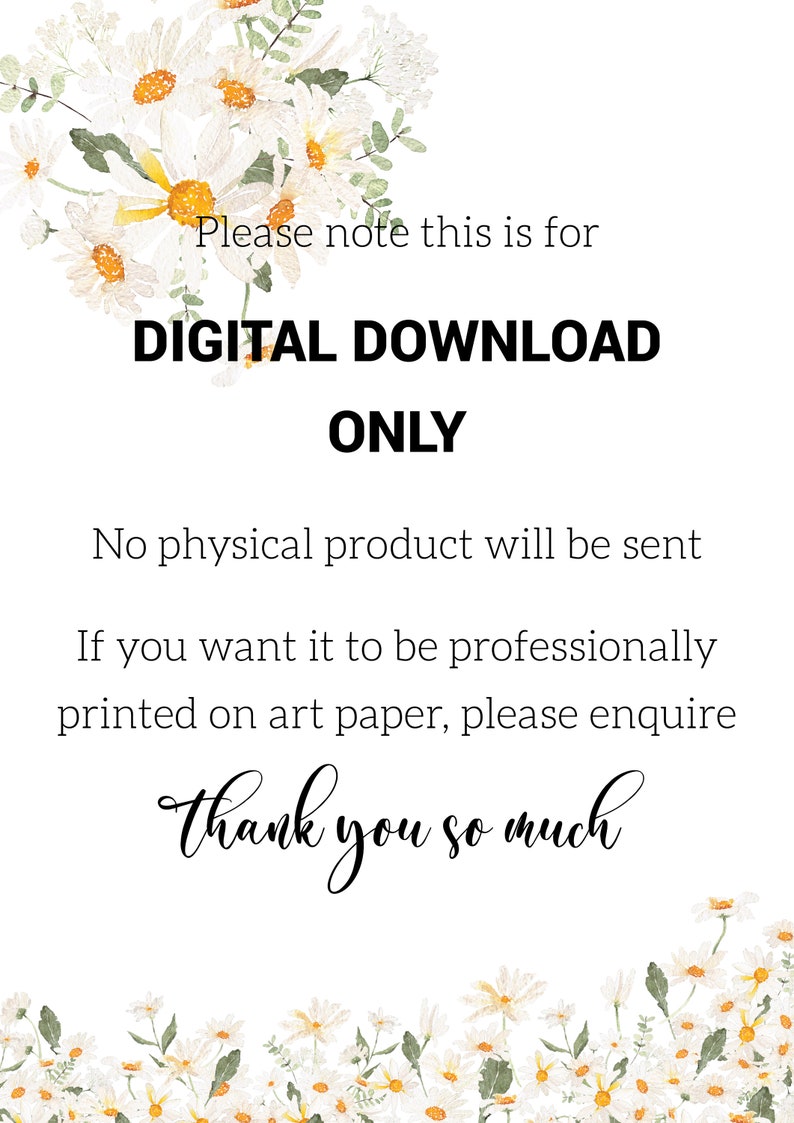 Printable Poem Wall Art, Daisy Poem, Love Poem, Flower Wall Art, Quote