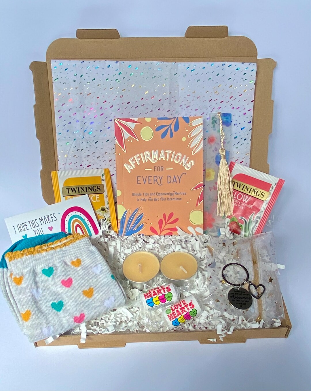 Mindfulness Letterbox Gift Box, Affirmations, Tea, Socks - Etsy UK