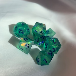 Sea Glass- Green and blue matte dnd dice