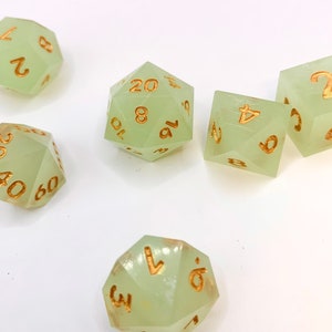 Jade- Jade green and gold dnd dice