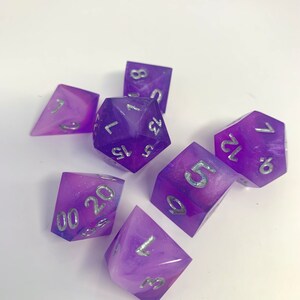 Feywild midnight- purple, pink and silver dnd dice