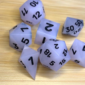 Pastel Goth - lavender and black dnd dice