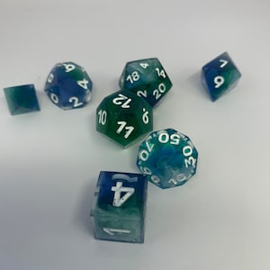 Stormy Seas - blue and green dnd dice