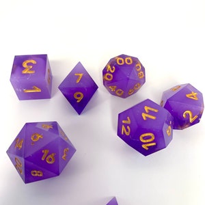 Amethyst- purple and gold dnd dice