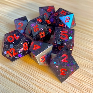 Death Cleric- Black Purple and Red dnd dice