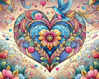 Libro para colorear de corazones surrealistas: ¡20 páginas!