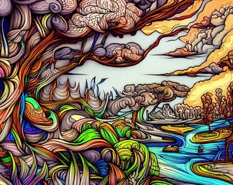 Surreal Nature Adult Coloring Book- 20 Pages!