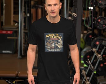 Boogie to the Buffet Cowboy T-shirt | Svart westernbröllopströja | Rolig countrydansfesttröja