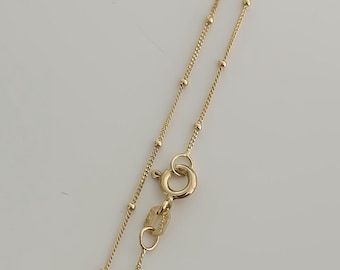 14k SOLID Gold Miami Cuban Curb Link 0.5mm With Ball Beads, Necklace 18" 20", Unisex Adult, 585 Authentic Solid 14K Gold - Spring Ring Clasp