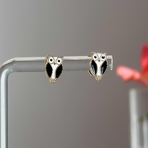 14K SOLID Gold Owl Studs, Earrings, Birds, Animal Jewelry - Gift for Women, Wife, Girl, Girlfriend - Push Back Closure, Yellow 585 Gold