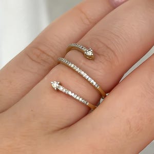 14k Gold Diamond 0.25CT Ring, Spiral Wrap Ring Size 7, Gift for Her, Women, Statement, Promise, Stackable Ring 585 Solid Yellow Gold