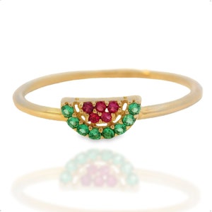 Watermelon Ring, Fruit Ring - 14k Solid Gold