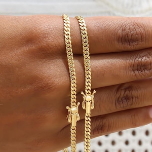 Collar de oro macizo de 14k o 10k, cadena de eslabones cubanos Miami de 3 mm, 16", 18", 22", 24" 26", unisex para adultos, sello auténtico 585, cierre de caja de oro amarillo