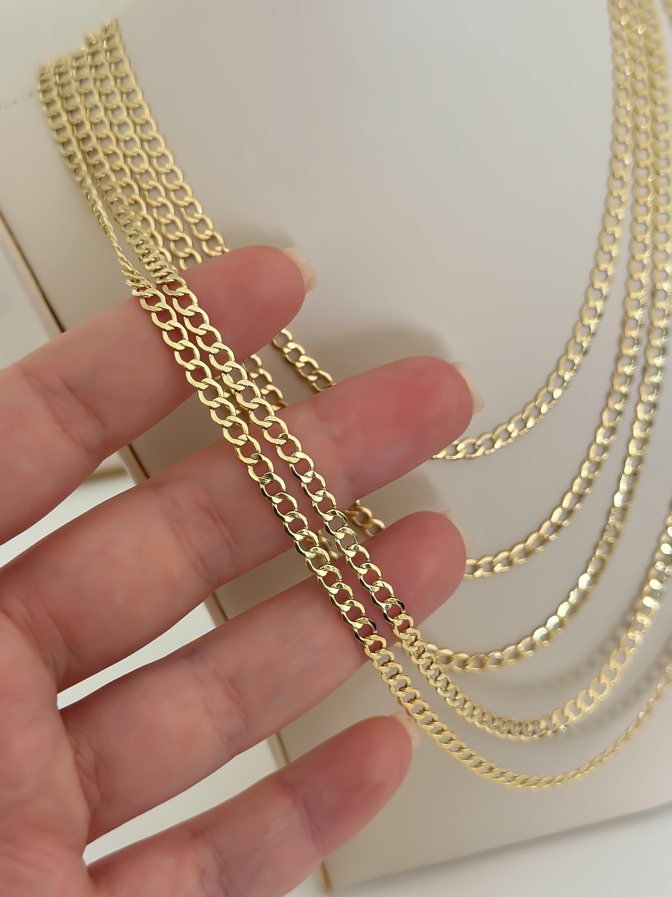 14k SOLID Gold Miami Cuban Curb Link 4mm 4.5mm Chain Thick 