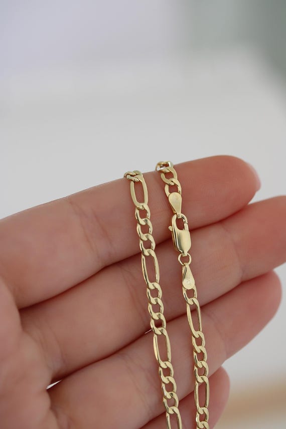10Kソリッドゴールド フィガロチェーン カーブリンク 4mm ネックレス